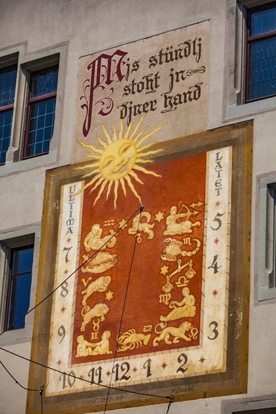 Ripperswil Suiza Mayo 2018 Detalle Del Reloj Sol Ripperswil Rathaus —  Fotos de Stock