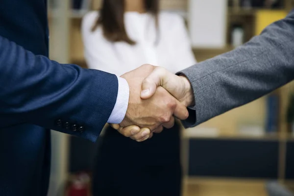 Metoda Handshaking Podnikatelé Dohodě Dohodu Kanceláři — Stock fotografie