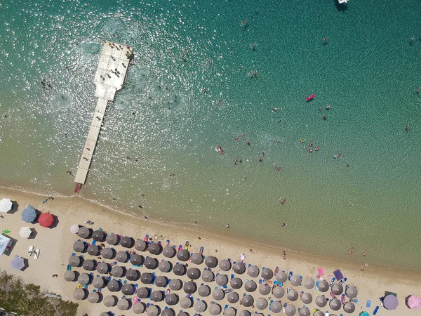 Veduta Aerea Sulla Spiaggia Dell Isola Ammouliani Chalkidiki Grecia — Foto Stock