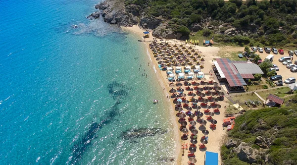 Luftaufnahme Strand Von Nea Roda Auf Der Halbinsel Chalkidiki Griechenland — Stockfoto
