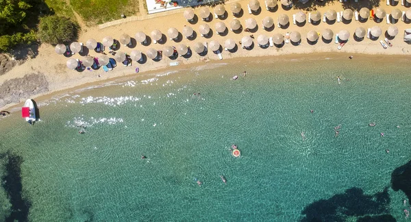 Vista Aérea Playa Porto Elea Sithonia Chalkidiki Grecia —  Fotos de Stock