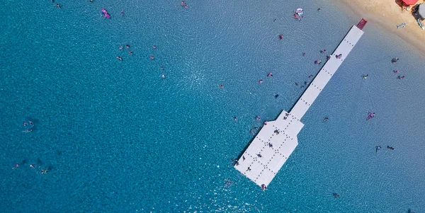 Εναέρια Άποψη Στην Παραλία Στο Νησί Της Αμμουλιανής Χαλκιδική Ελλάδα — Φωτογραφία Αρχείου