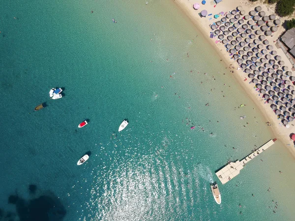 Vista Aérea Playa Isla Ammouliani Chalkidiki Grecia —  Fotos de Stock