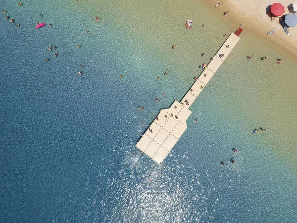 Letecký Pohled Pláži Ostrově Ammouliani Chalkidiki Řecko — Stock fotografie