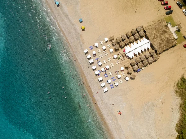 Vista Aérea Playa Pyrgos Chiliadous Chalkidiki Grecia —  Fotos de Stock