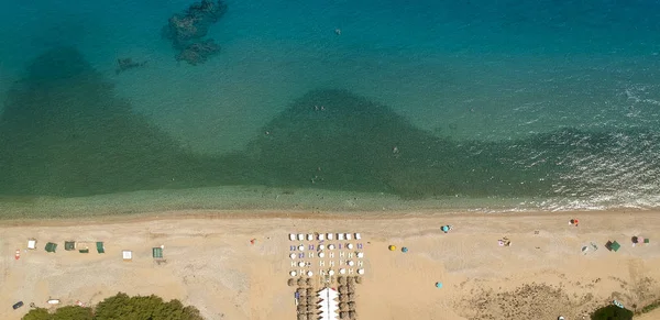 Vista Aérea Playa Pyrgos Chiliadous Chalkidiki Grecia —  Fotos de Stock