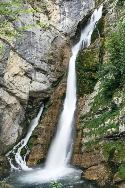 Close Cachoeira Savica Bohinj Valley Eslovênia — Fotografia de Stock
