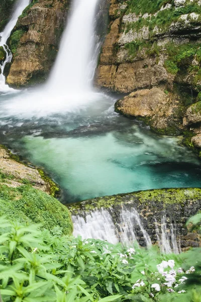Close Cachoeira Savica Bohinj Valley Eslovênia — Fotografia de Stock