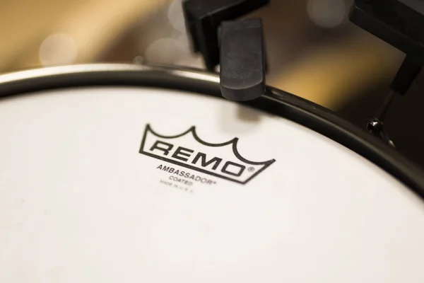 Belgrade Sérvia Julho 2018 Detalhe Tambor Remo Instruments Remo Inc — Fotografia de Stock