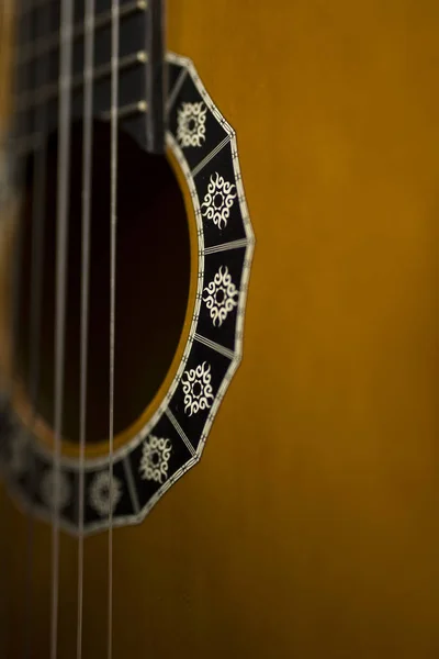 Detalle Cerca Guitarra Acústica —  Fotos de Stock