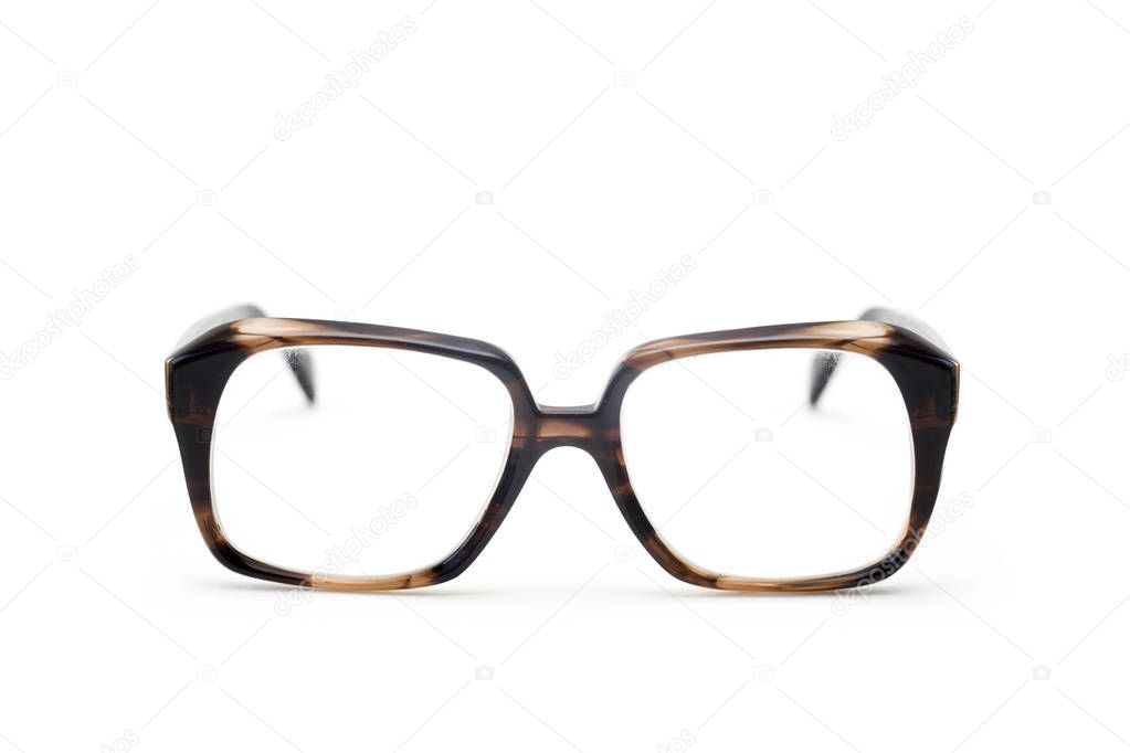 Vintage antique eyeglasses isolated on the white background