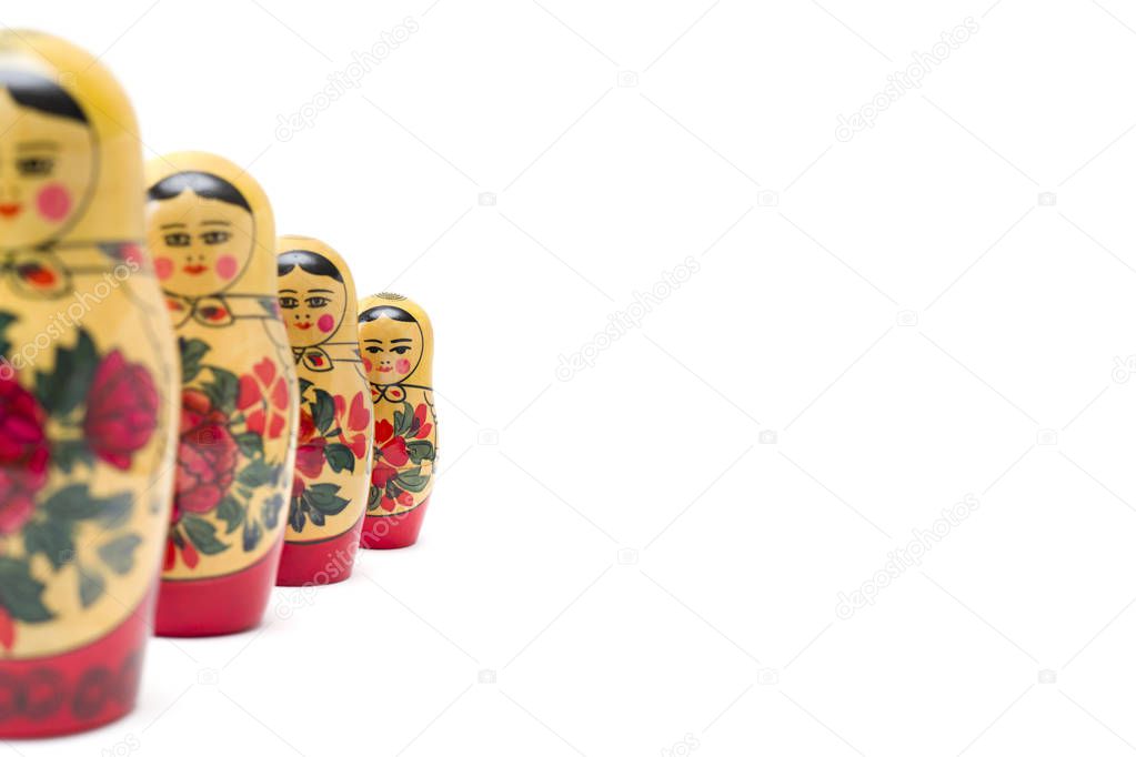 Russian nesting dolls, matryoshkas isolated on the white background