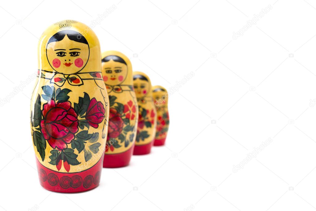 Russian nesting dolls, matryoshkas isolated on the white background