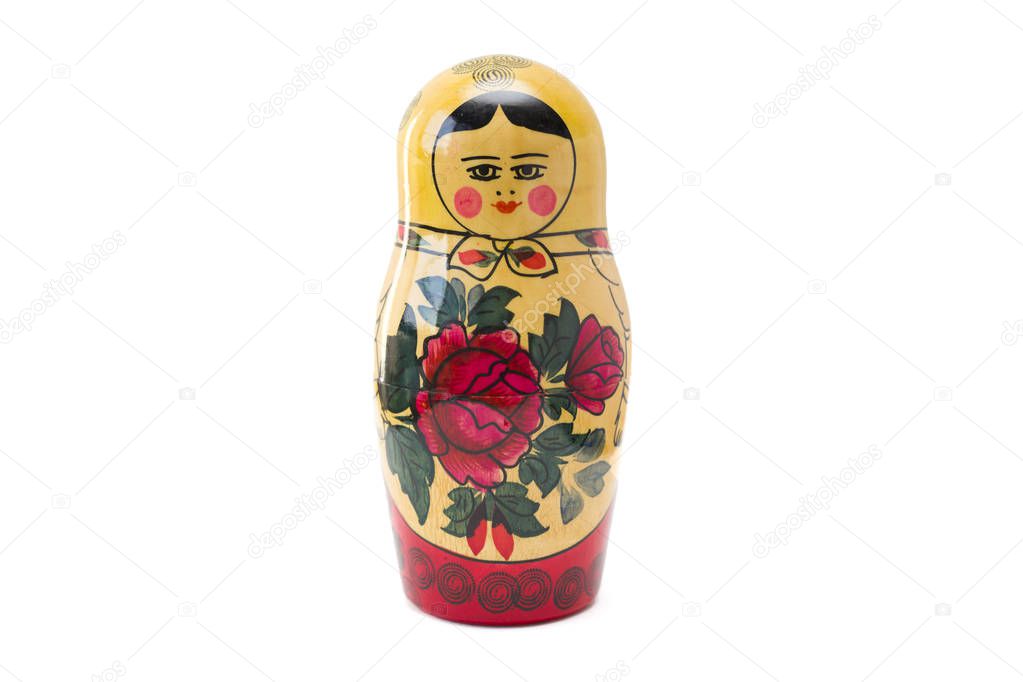 Russian nesting doll, matryoshka isolated on the white background