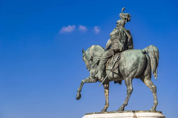 Detail Equestrian Statue Vittorio Emanuele Vittoriano Altar Fatherland Rome Italy — Stock Photo, Image
