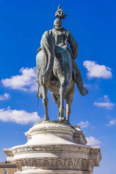 Dettaglio Della Statua Equestre Vittorio Emanuele Sul Vittoriano Altare Della — Foto Stock