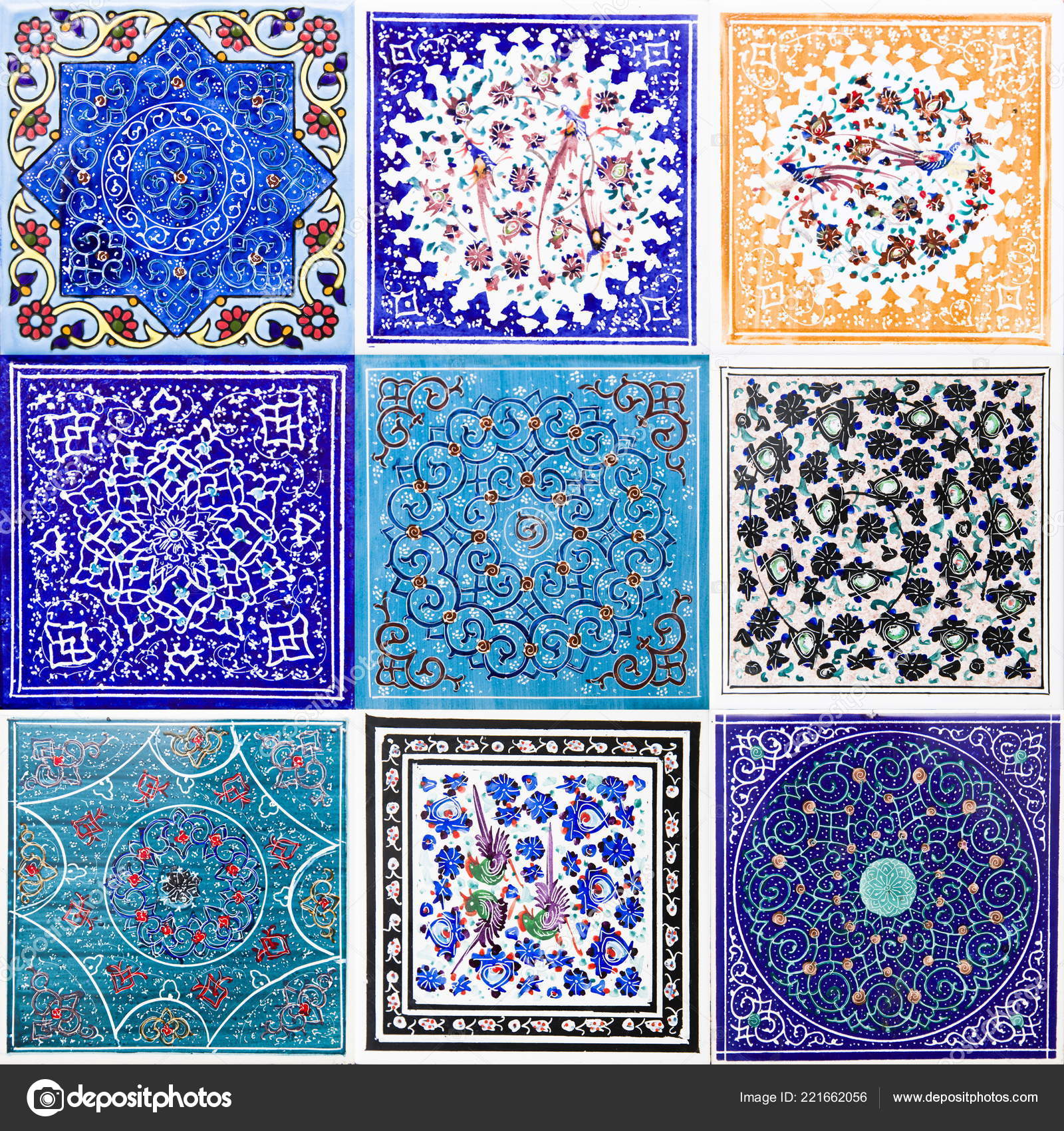 View Set Colorful Traditional Iranian Decorative Ceramic Tiles