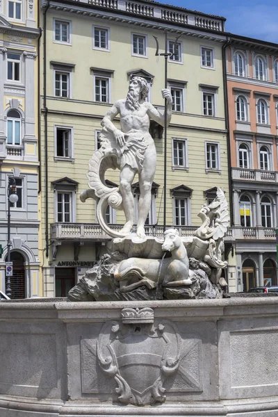 Trieste Italië Juli 2018 Uitzicht Het Standbeeld Van Neptunus Fontein — Stockfoto