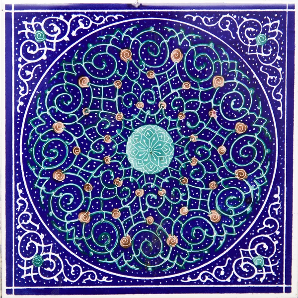 Vista Azulejos Cerâmicos Decorativos Iranianos Tradicionais Coloridos — Fotografia de Stock