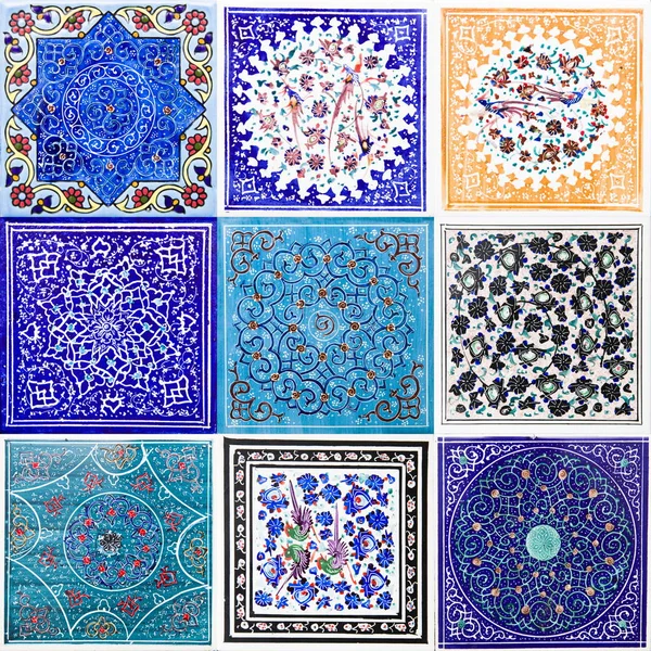 Reeks Van Kleurrijke Traditionele Iraanse Decoratieve Keramische Tegels Bekijken — Stockfoto