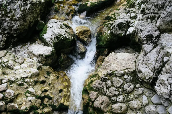 Close Van Waterval Savica Tijdens Bohinj Valley Slovenië — Stockfoto