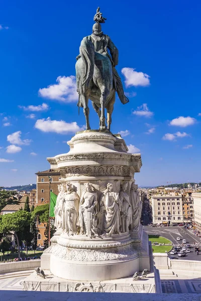 Detalhe Estátua Equestre Vittorio Emanuele Vittoriano Altar Pátria Roma Itália — Fotografia de Stock