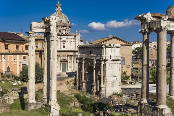 Vista Septimius Severus Arch Foro Romano Roma Italia —  Fotos de Stock