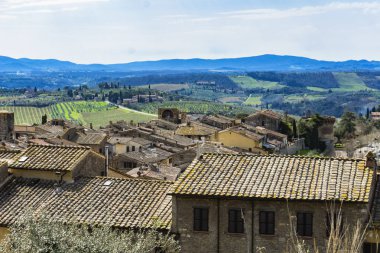 San Gimignano şehri Toskana, İtalya, havadan görünümü