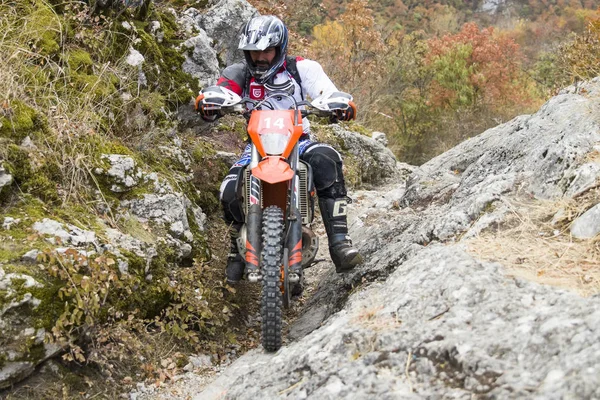 Sokobanja Serbien Oktober 2018 Unbekannter Fahrer Bei Hartem Enduro Rennen — Stockfoto