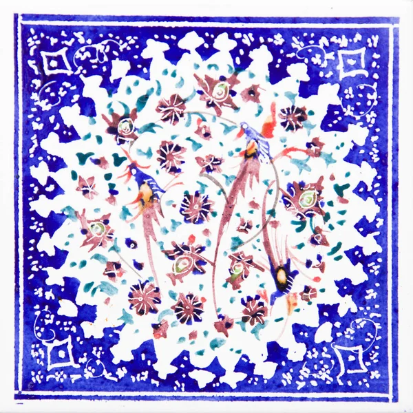 Vista Azulejos Cerâmicos Decorativos Iranianos Tradicionais Coloridos — Fotografia de Stock
