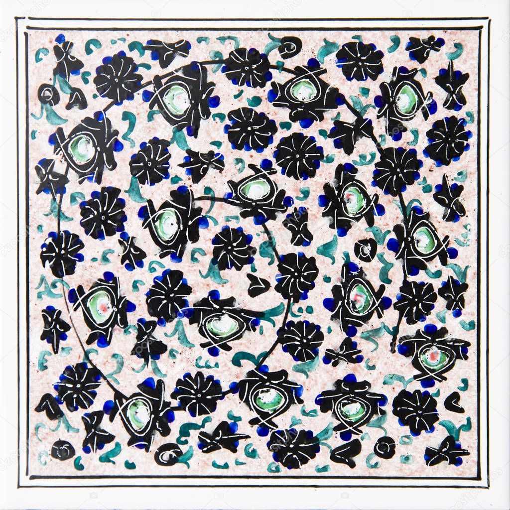 View at colorful traditional Iranian decorative ceramic tiles