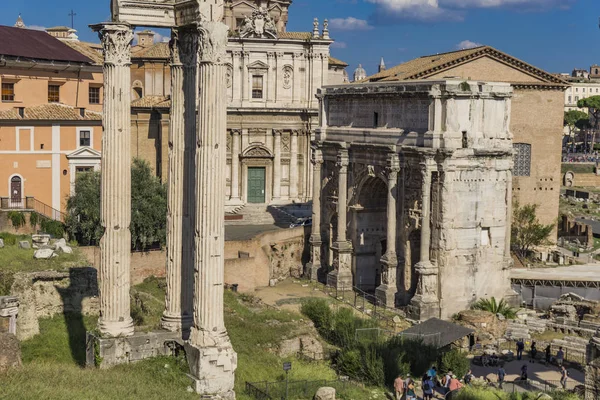 Vista Septimius Severus Arch Foro Romano Roma Italia —  Fotos de Stock