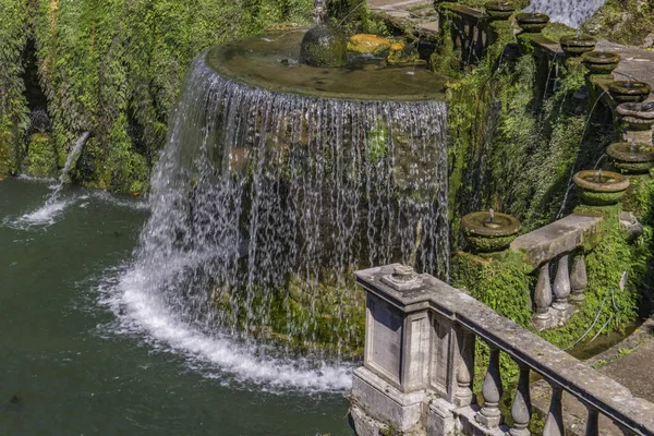 Blick Auf Den Ovalen Brunnen Der Villa Este Tivoli Italien — Stockfoto