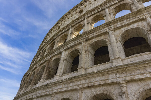Detail from the ancient Colosseum in Rome, Italy