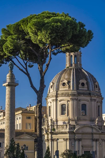 Traian Sütun Kilise Santissimo Nome Maria Foro Borghese Nin Roma — Stok fotoğraf