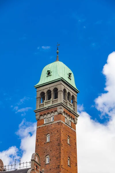 Vista Torre Praça Câmara Municipal Copenhague Dinamarca — Fotografia de Stock