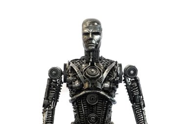 Hannover, Almanya - 25 Ekim 2018: Ayrıntı Giants çelik (Giganten aus Stahl) Hannover, Almanya tarafından yapılan hurda metal heykel. Çelik devleri olan hurda metal heykeller oluşturmak bir Alman sanatçı grubu.