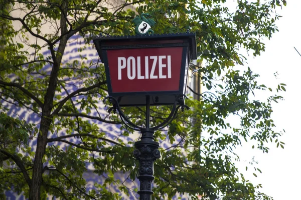 Police Station Sign Street Basel Switzerland — Stock Photo, Image