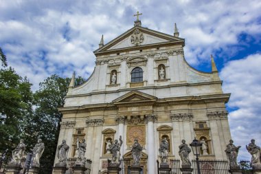 Manzaraya kilise Aziz Peter ve Paul eski şehir Krakow, Polonya