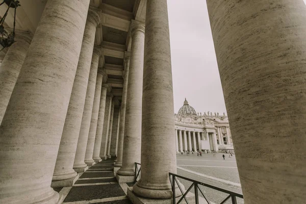 Detalhe Colunata Praça São Pedro Vaticano — Fotografia de Stock