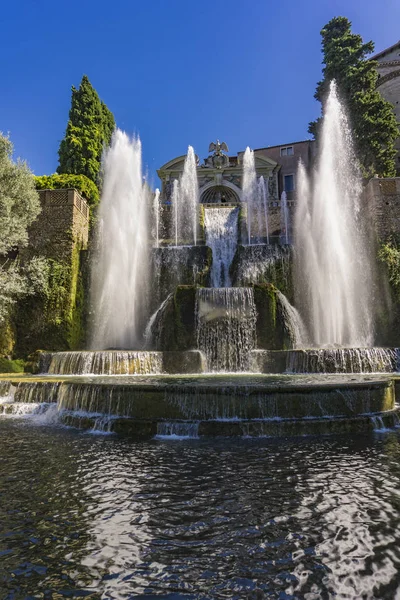 Blick Auf Neptunbrunnen Über Die Fischteiche Villa Este Tivoli Italien — Stockfoto