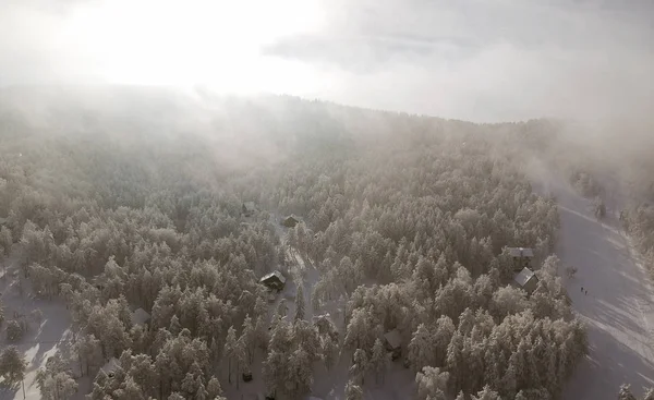 Vista Aérea Paisagem Montanha Inverno — Fotografia de Stock