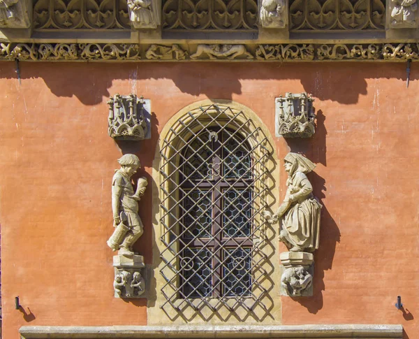 Detail Der Fassade Des Gotischen Alten Rathauses Marktplatz Breslau Polen — Stockfoto