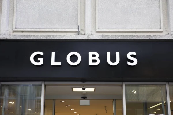 Basel Schweiz September 2018 Detalj Globus Butik Basel Schweiz Globus — Stockfoto