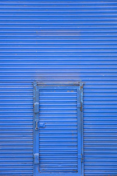 Detail Blue Metal Door Blue Wall — Stock Photo, Image