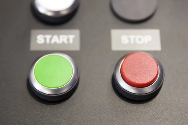 启动和停止绿色和红色按钮 — 图库照片