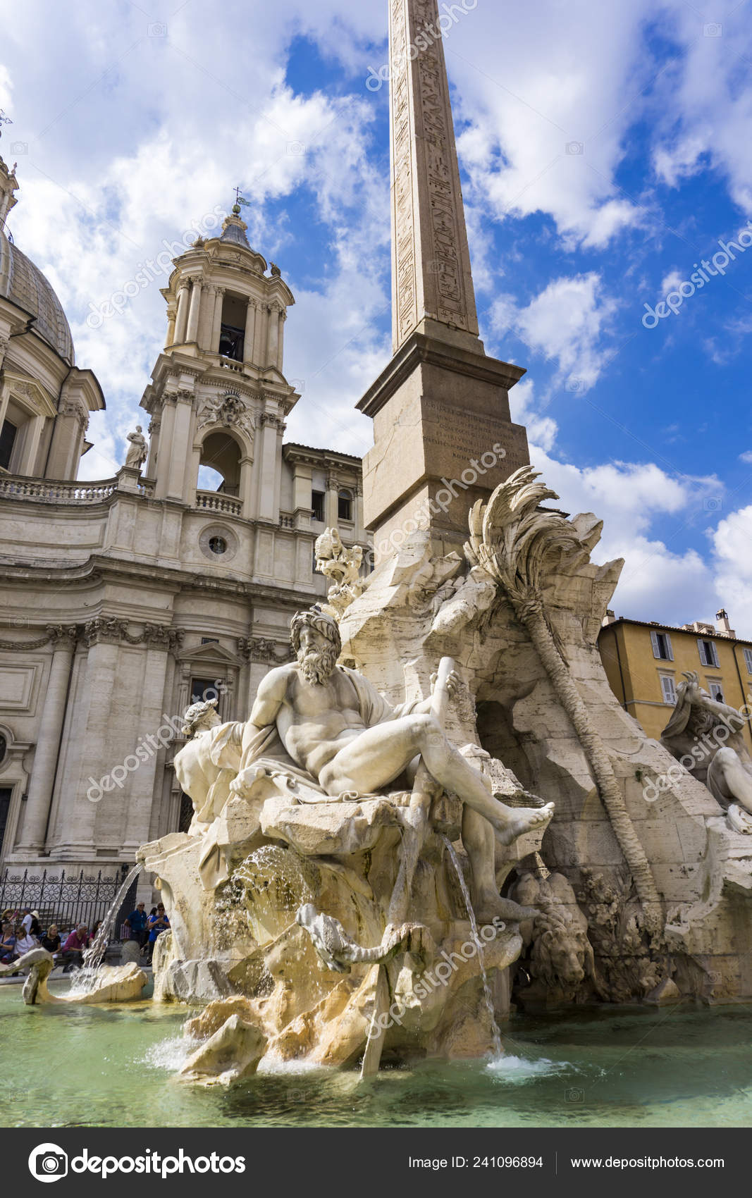Rome Italy September 2018 Fontana Dei Quattro Fiumi Piazza - 