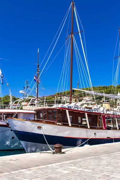 Barche Porto Turistico Hvar Croazia — Foto Stock