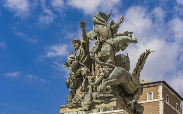 Detalhe Estátua Ação Sobre Vittoriano Roma Itália — Fotografia de Stock