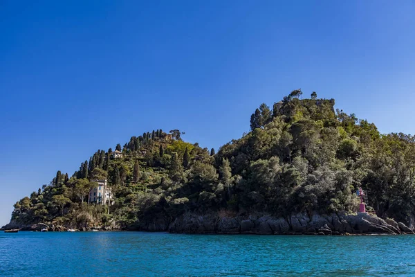 Nézd Castello Barna Portofino Bay Olaszország — Stock Fotó